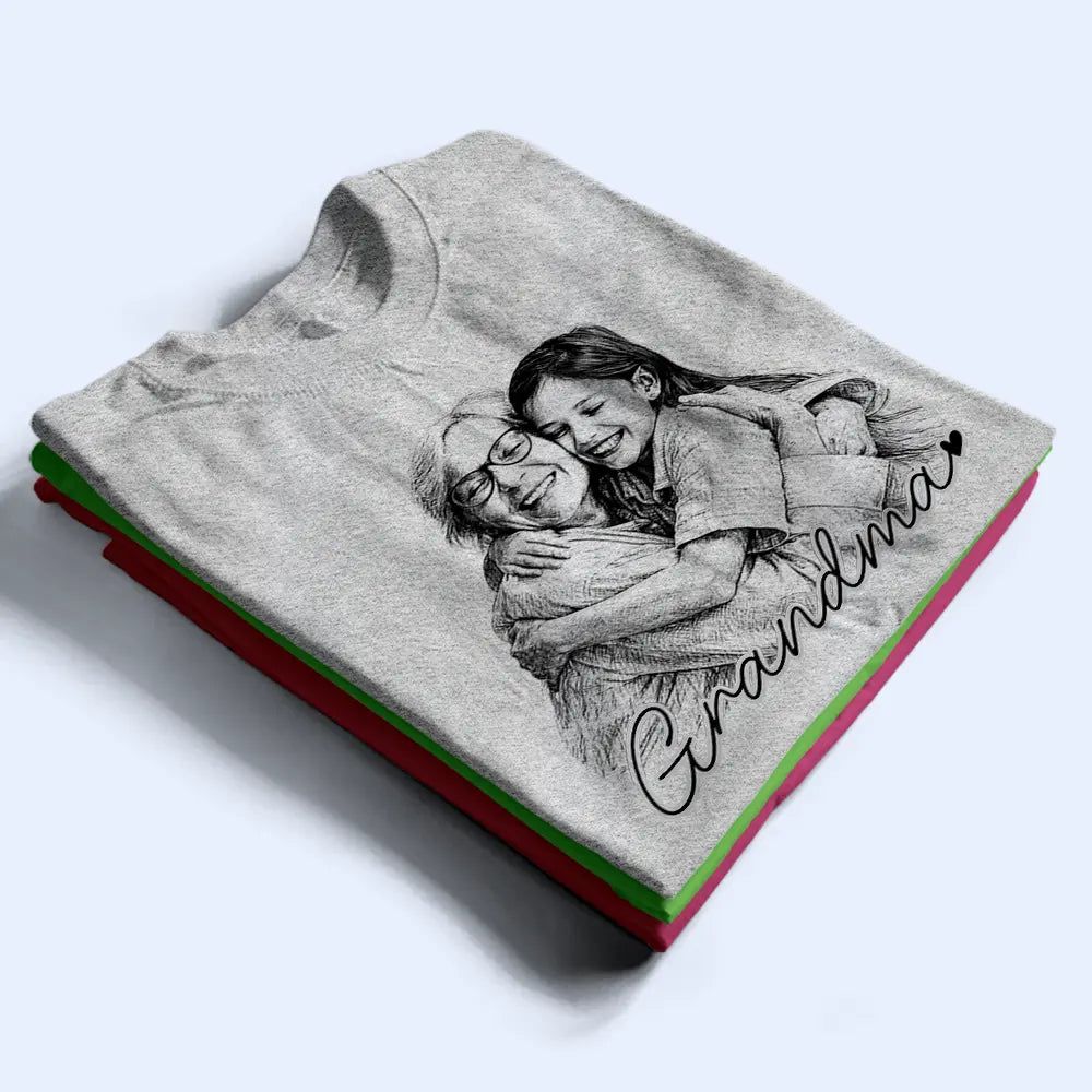 Custom Photo Pencil Sketch Family Besties Dog Cat Portrait - Personalized T Shirt