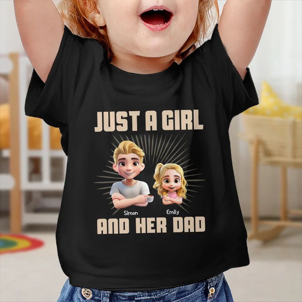 Just A Dad And His Girl 3D Effect Crossed Arms - Personalized T Shirt