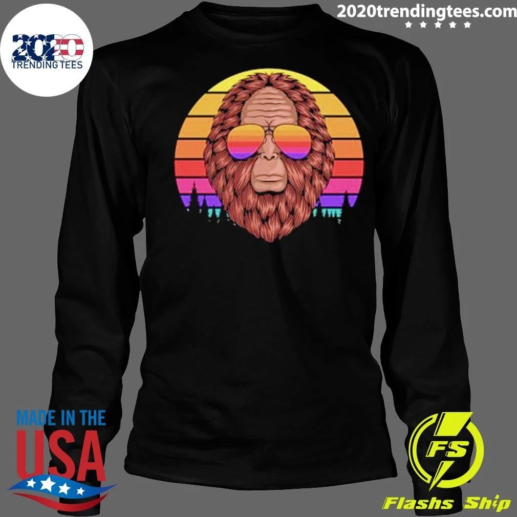 Bigfoot Head Eyeglasses Sunset Retro Shirt