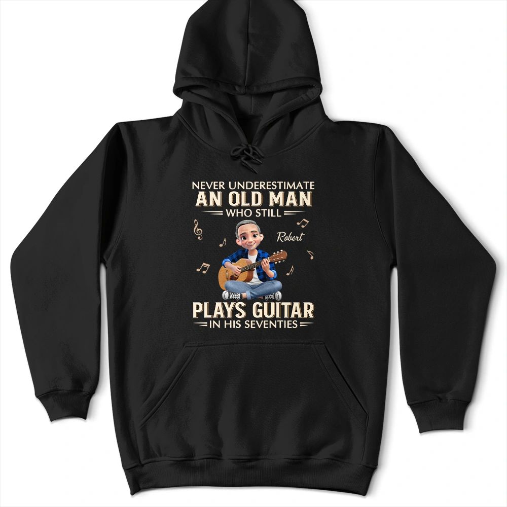 Never Underestimate An Old Man Who Plays Guitar - Personalized T Shirt