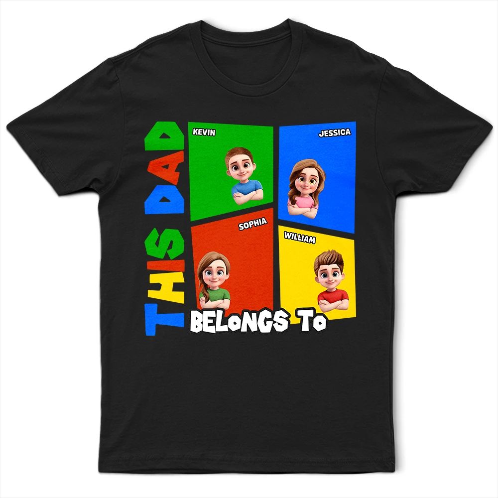 This Dad Papa Belongs To Basic Color Arcade Theme - Personalized T Shirt