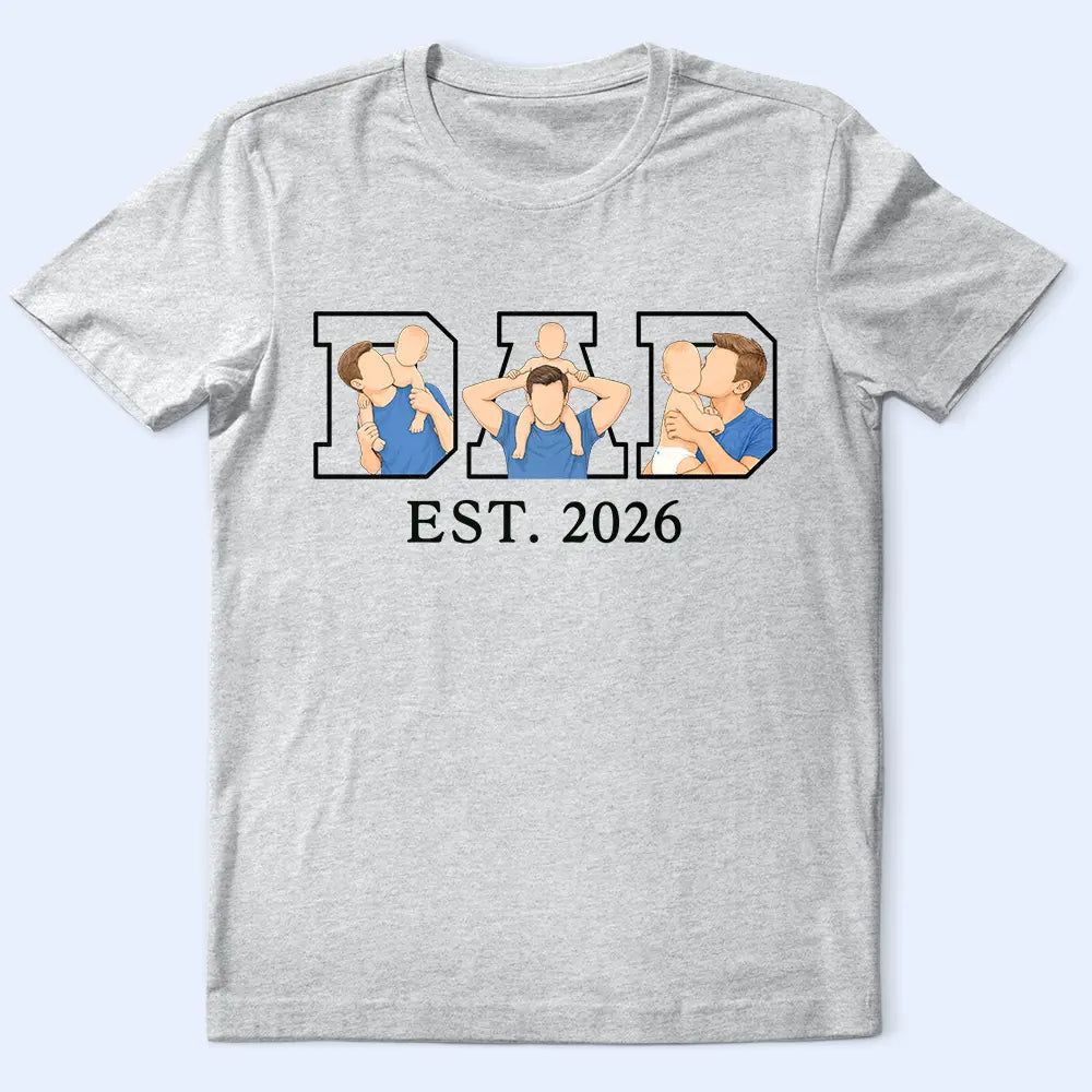 Custom Photo Faceless Portrait Dad Est - Personalized T Shirt