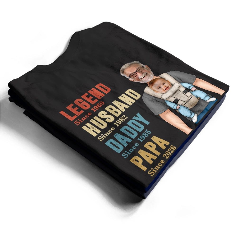 Custom Photo Legend Husband Daddy With Baby - Personalized T Shirt
