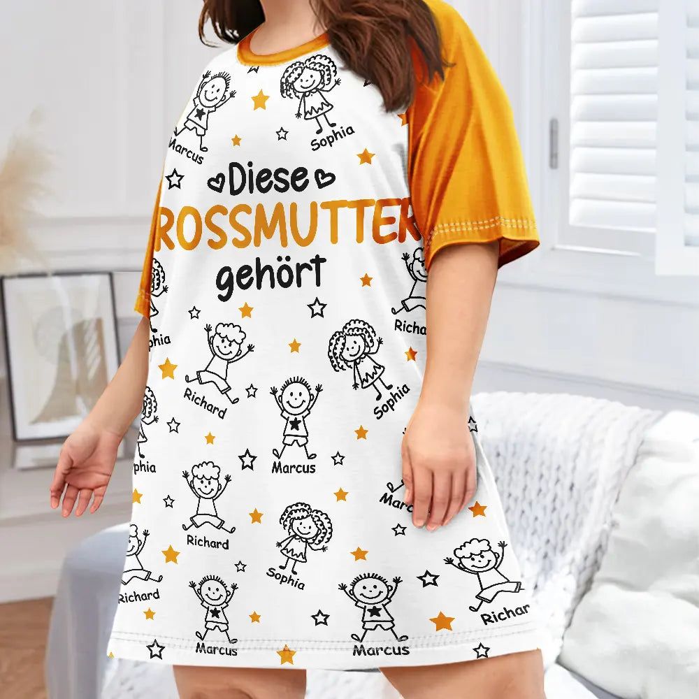 Diese Oma Mama Gehört Ihren Enkelkindern - Personalisiertes Damen-Schlafshirt