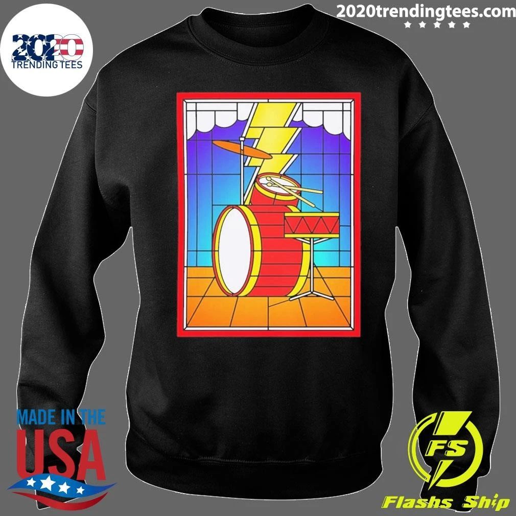 Stained Glass Drum Kit Rock Music Graphic Tee Shirt