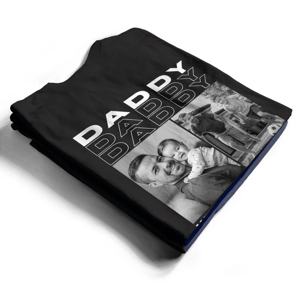 Custom Photo Just A Dad And His Girl Boy - Personalized T Shirt
