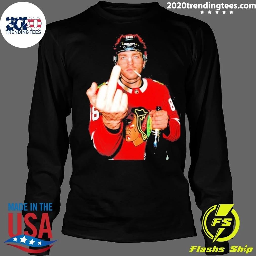 Patrick Kane Chicago Blackhawks Nhl Middle Finger Beer And Smoking Shirt