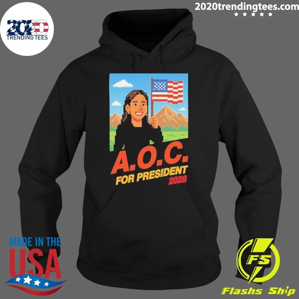 AOC for President 2028 8-Bit Retro Shirt