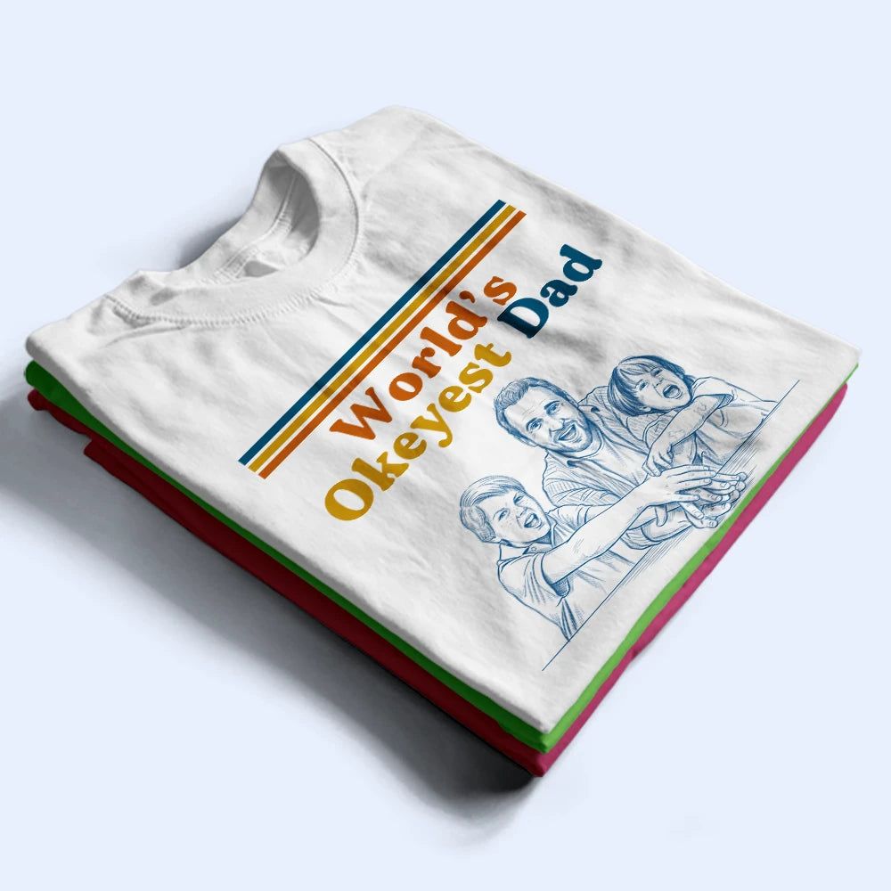 Custom Photo Pencil Sketch World's Best Dad Retro - Personalized T Shirt