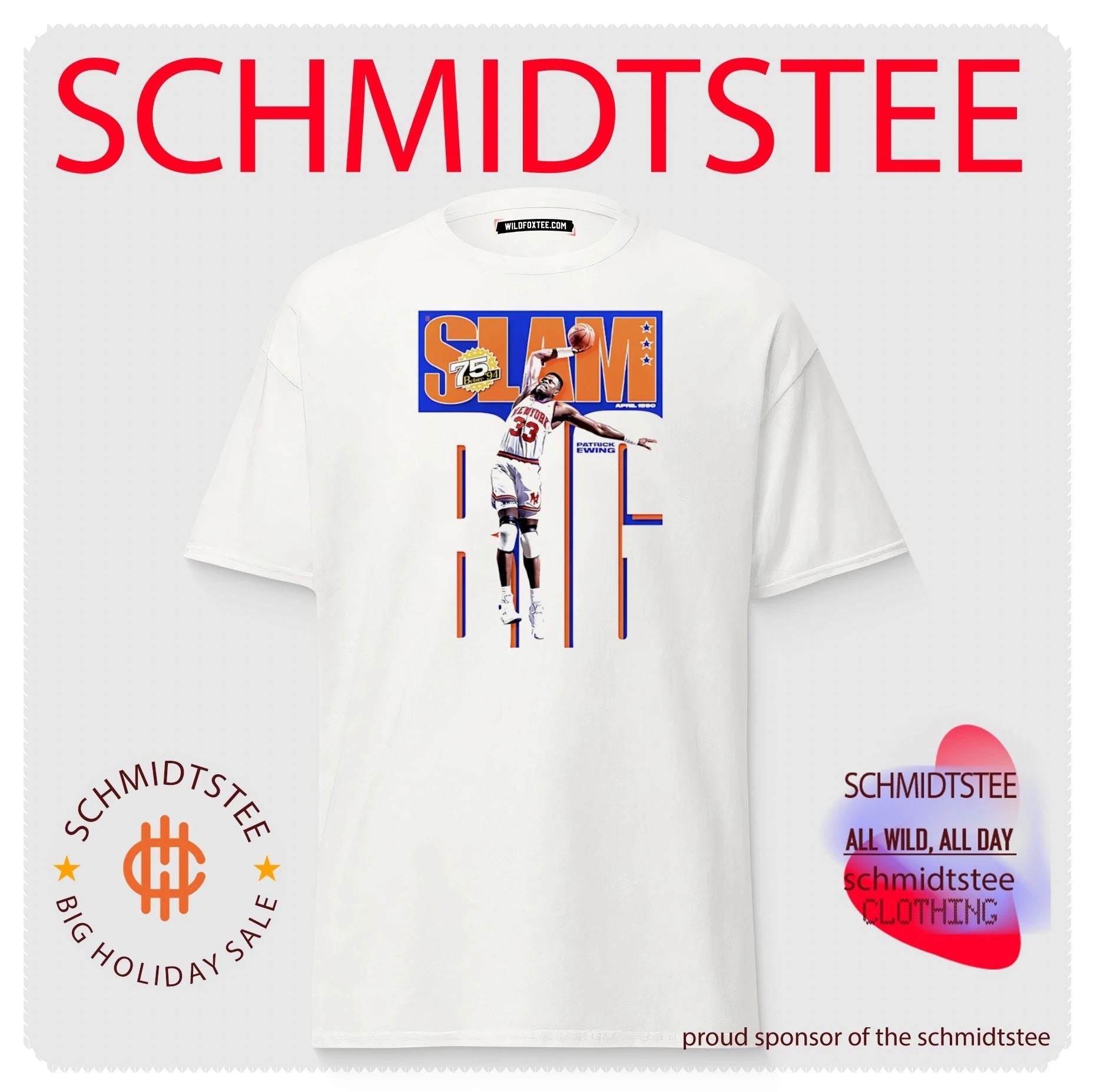 New York Knicks Patrick Ewing SLAM Cream Hardwood Classics Cover shirt