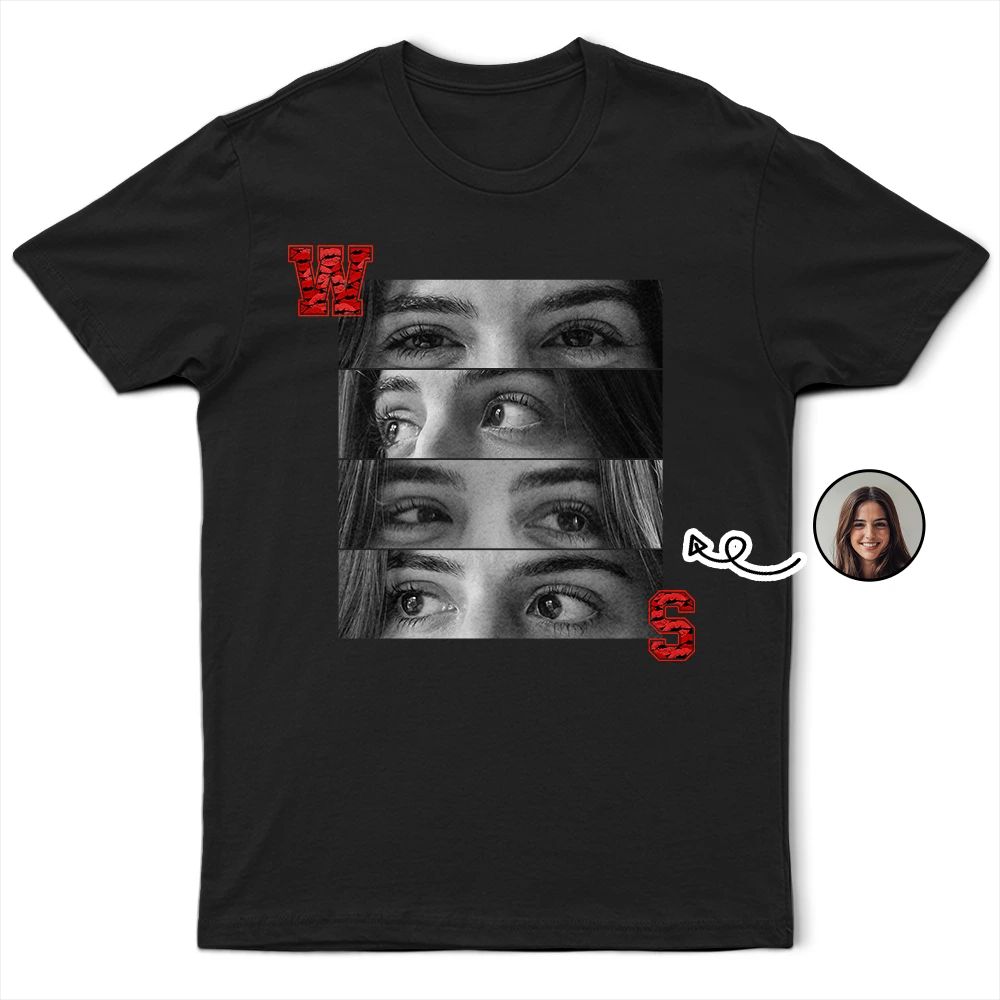 Custom Photo Lipstick Letter Couple - Personalized T Shirt
