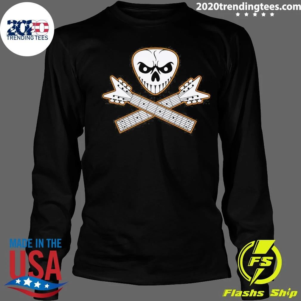 Guitar Skull and Bones Rock Metal Music Tee Shirt
