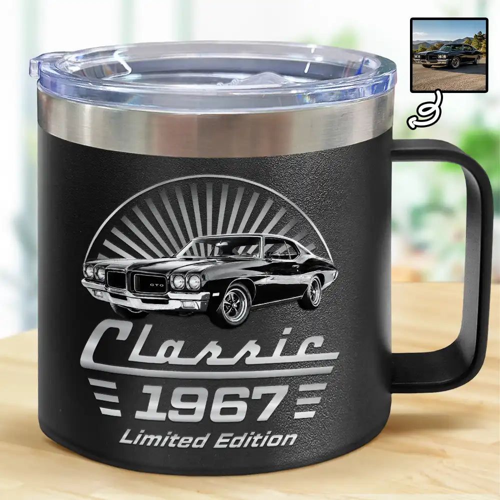 Custom Photo Classic Car Limited Edition - Personalized 14oz Stainless Steel Tumbler With Handle