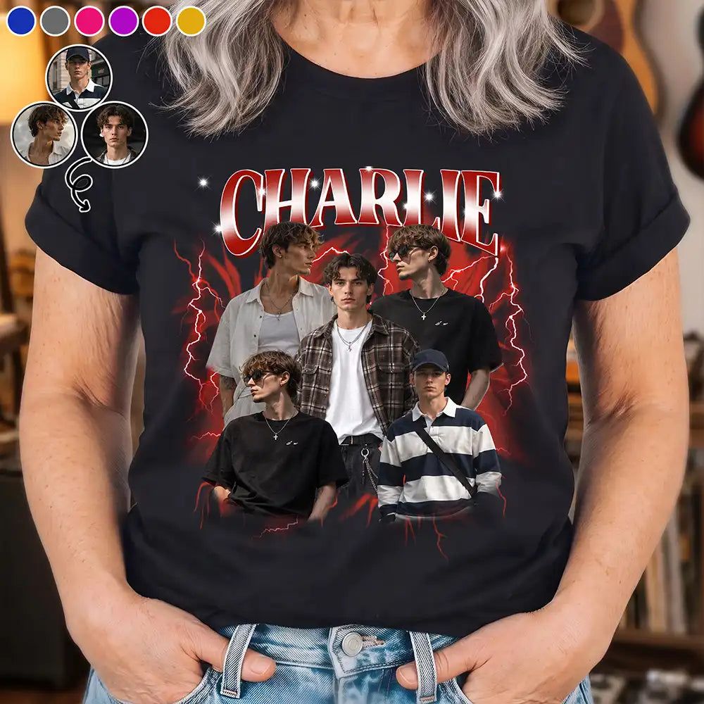 Custom Photo Collage Portrait Vintage Bootleg Shirt - Personalized T Shirt