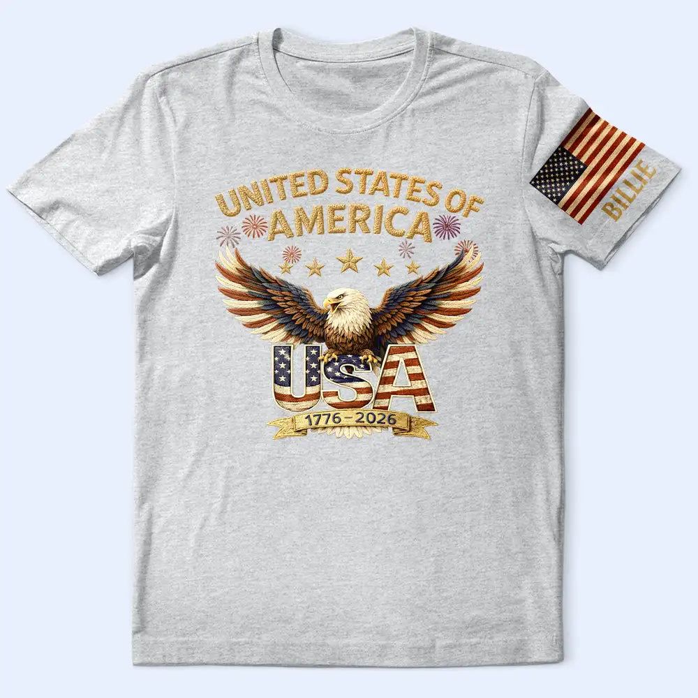 Faux Embroidery Effect America 250th Anniversary - Personalized T Shirt