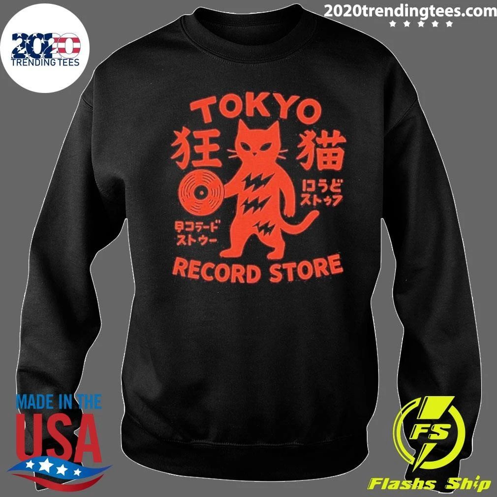 Tokyo Record Store Cat Vinyl Record Player Rock Dj Band Japan Shirt