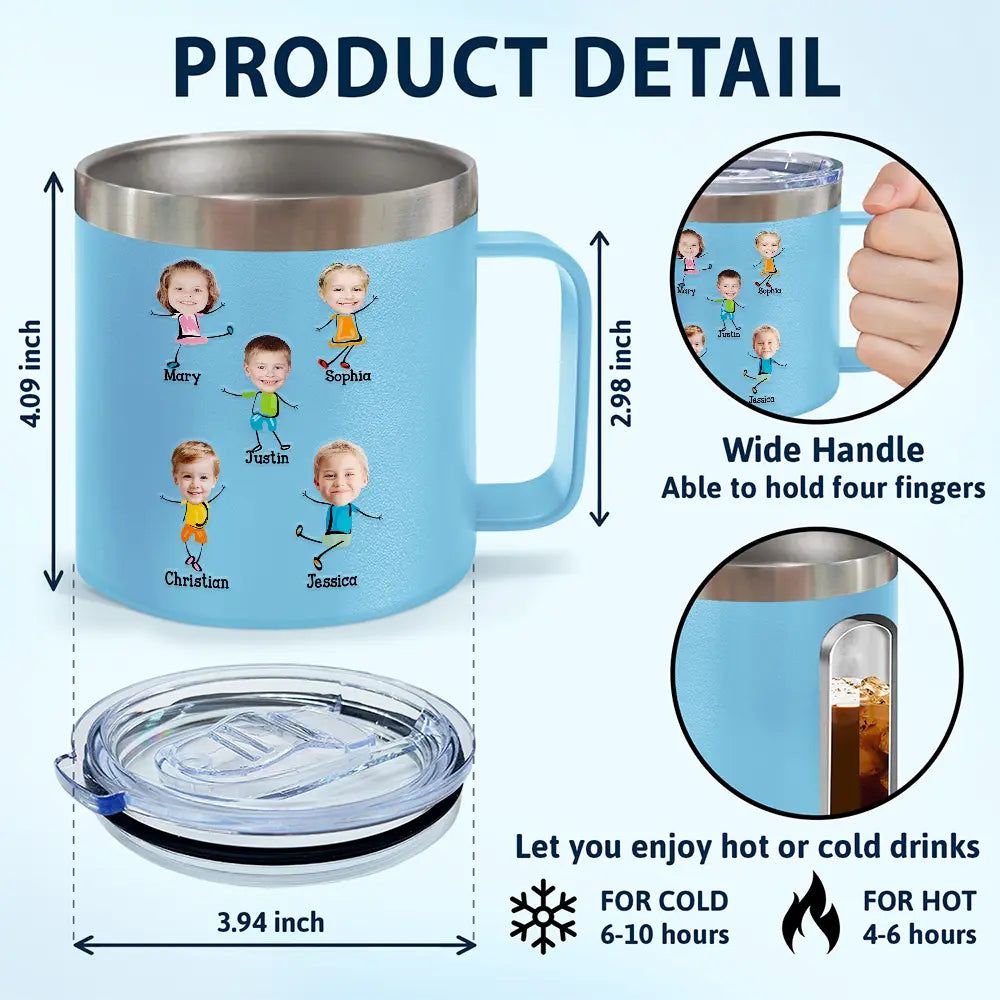 Custom Photo To Dad From The Reasons You Drink Funny - Personalized 14oz Stainless Steel Tumbler With Handle