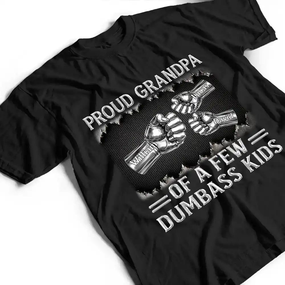Metal Effect Proud Dad Of A Few Kids - Personalized T Shirt