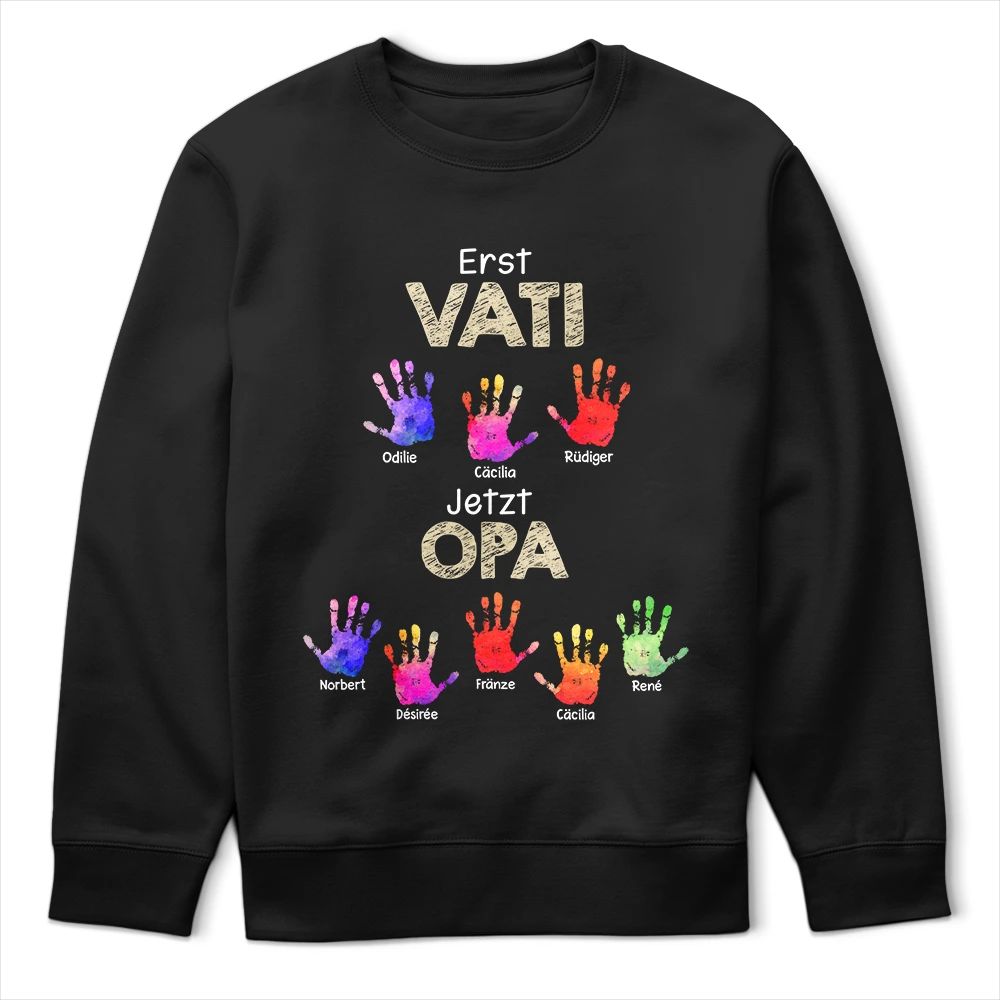Handabdruck Erst Papa Jetzt Opa - Geschenk Für Papa Opa - Personalisiertes T Shirt