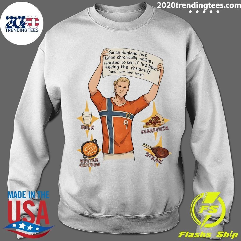 Erling Haaland Chronically Online Fanart Meme Norway #9 Favorite Foods Tee Shirt