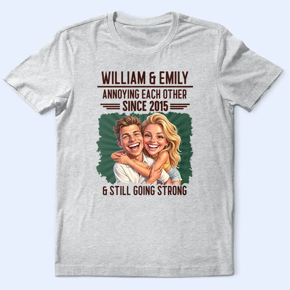 Custom Photo Caricature Vintage Annoying Each Other - Personalized T Shirt