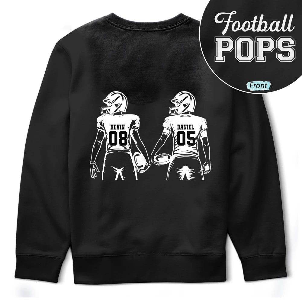 American Football Dad Papa Kids Backside Line Art - Personalized T Shirt