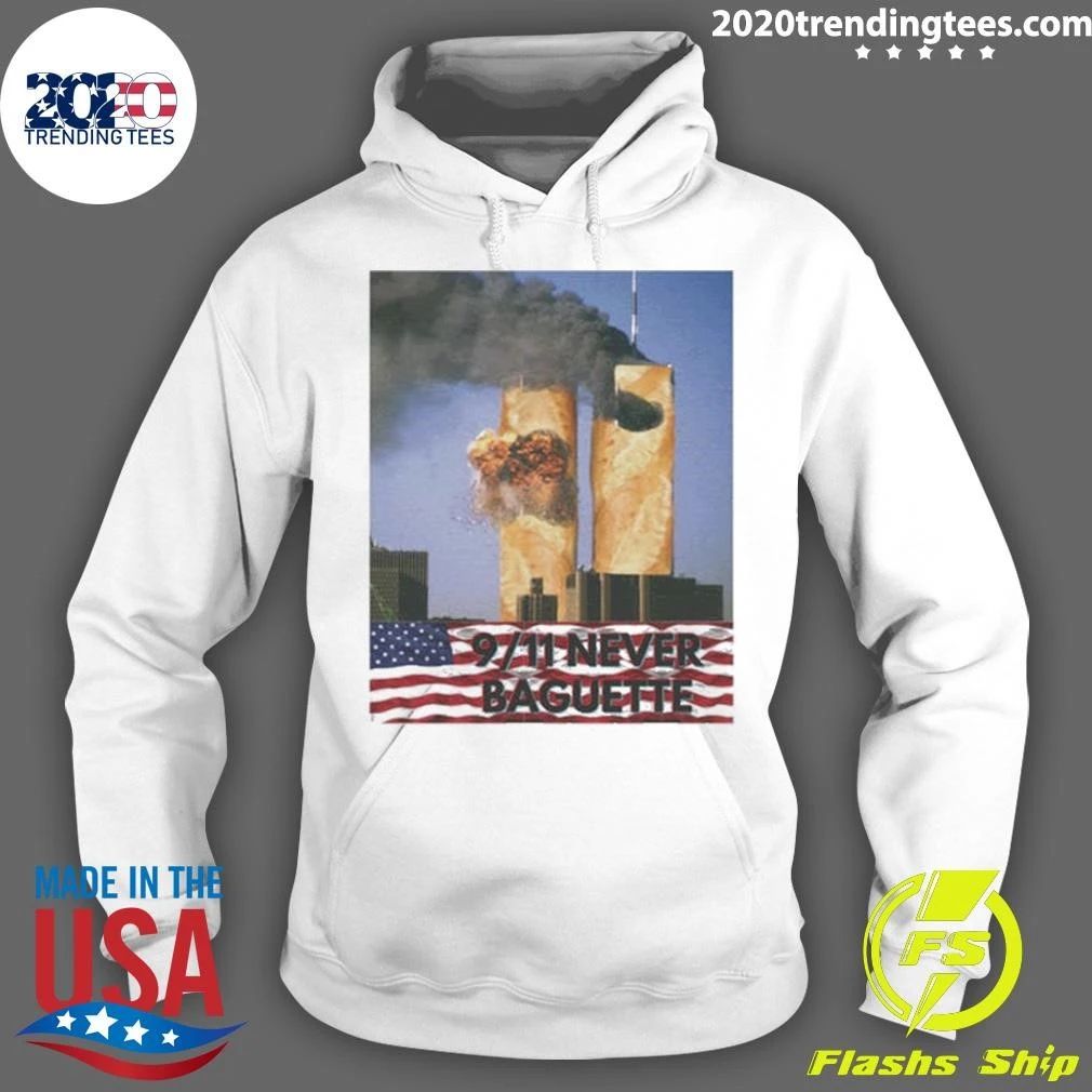 9-11 Dark Humour Twin Tower Never Baguette Tee Shirt