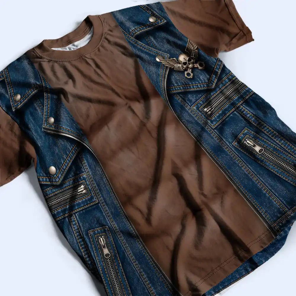 3D Muscle Leather Vest - Personalized Full Print T Shirt