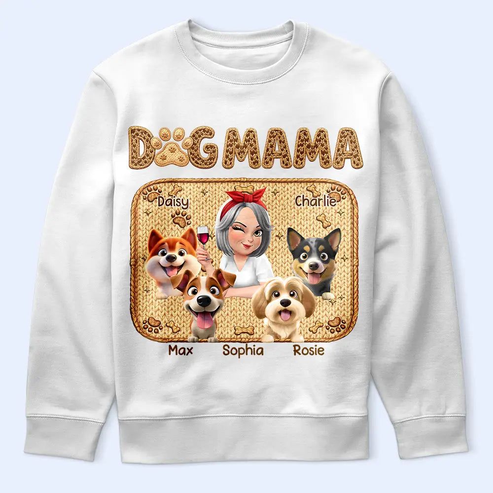 Faux Embroidery Effect Dog Mom Dog Mum - Personalized T Shirt