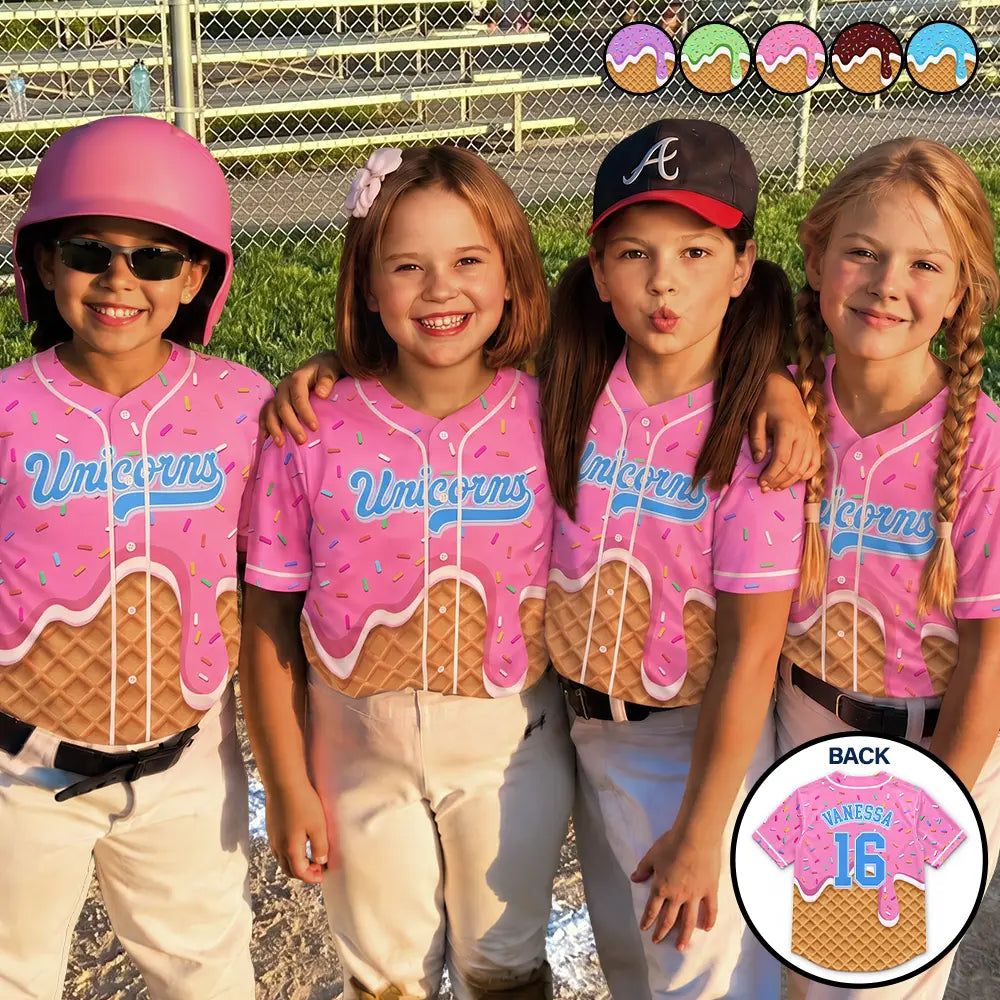 Melting Ice Cream - Personalized Baseball Jersey Shirt