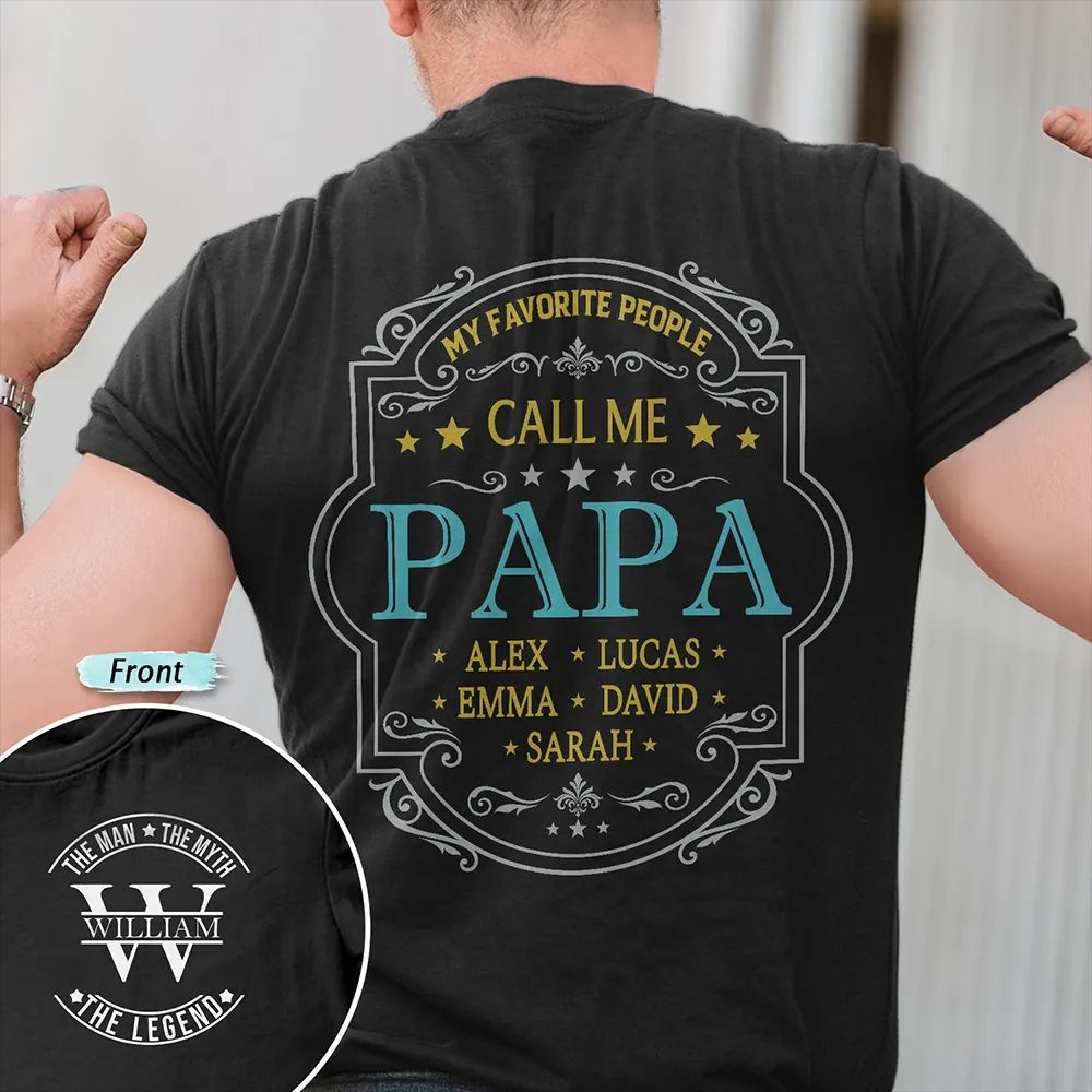 My Favorite People Call Me Grandpa Dad Vintage Label - Personalized T Shirt