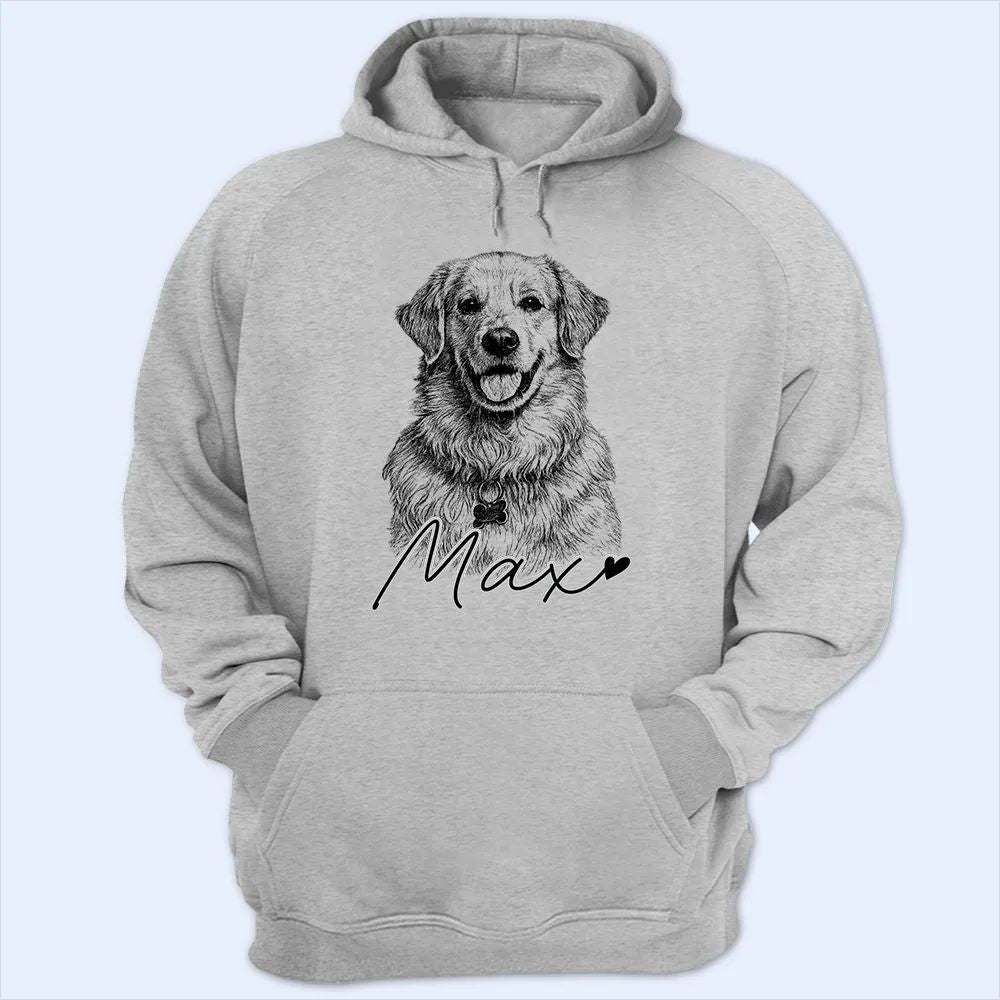 Custom Photo Pencil Sketch Family Besties Dog Cat Portrait - Personalized T Shirt