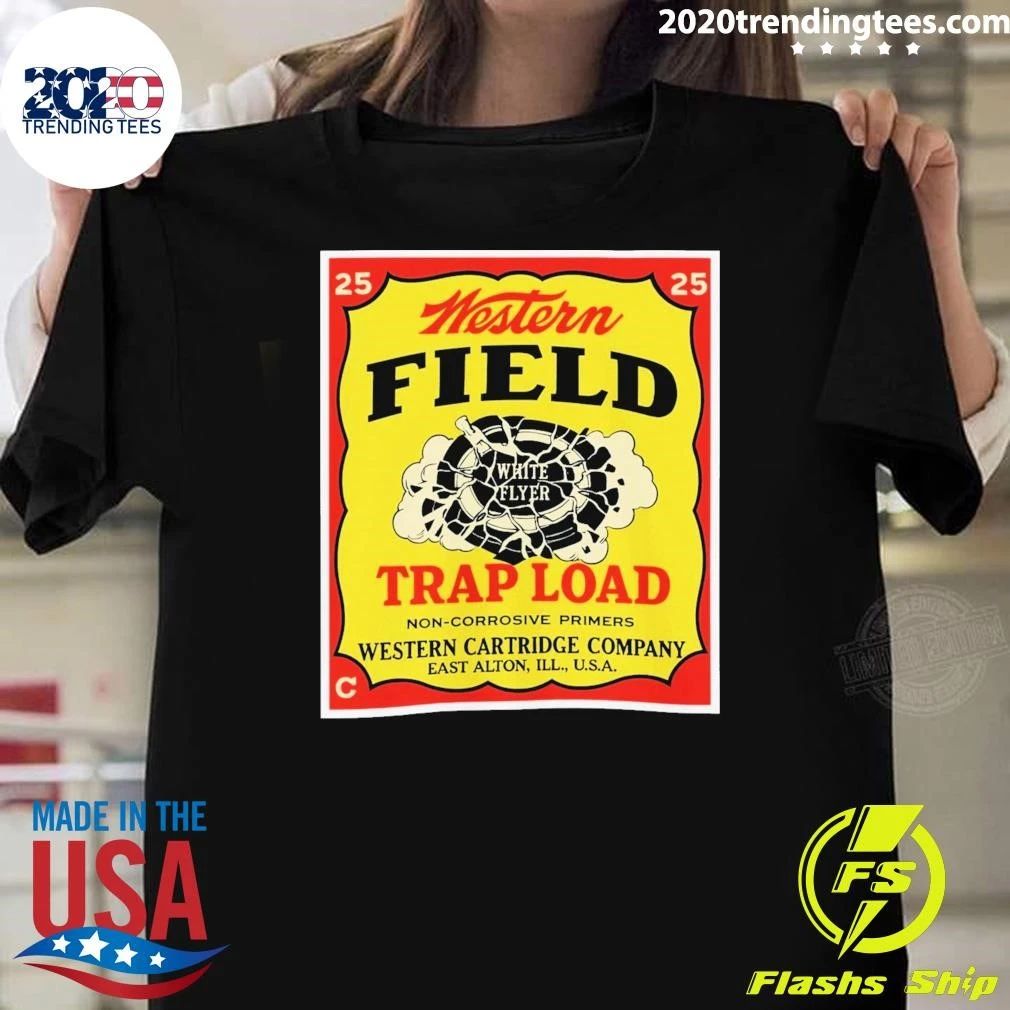 Western Field Trap Load White Flyer Western Cartridge Company East Alton USA Vintage Shirt
