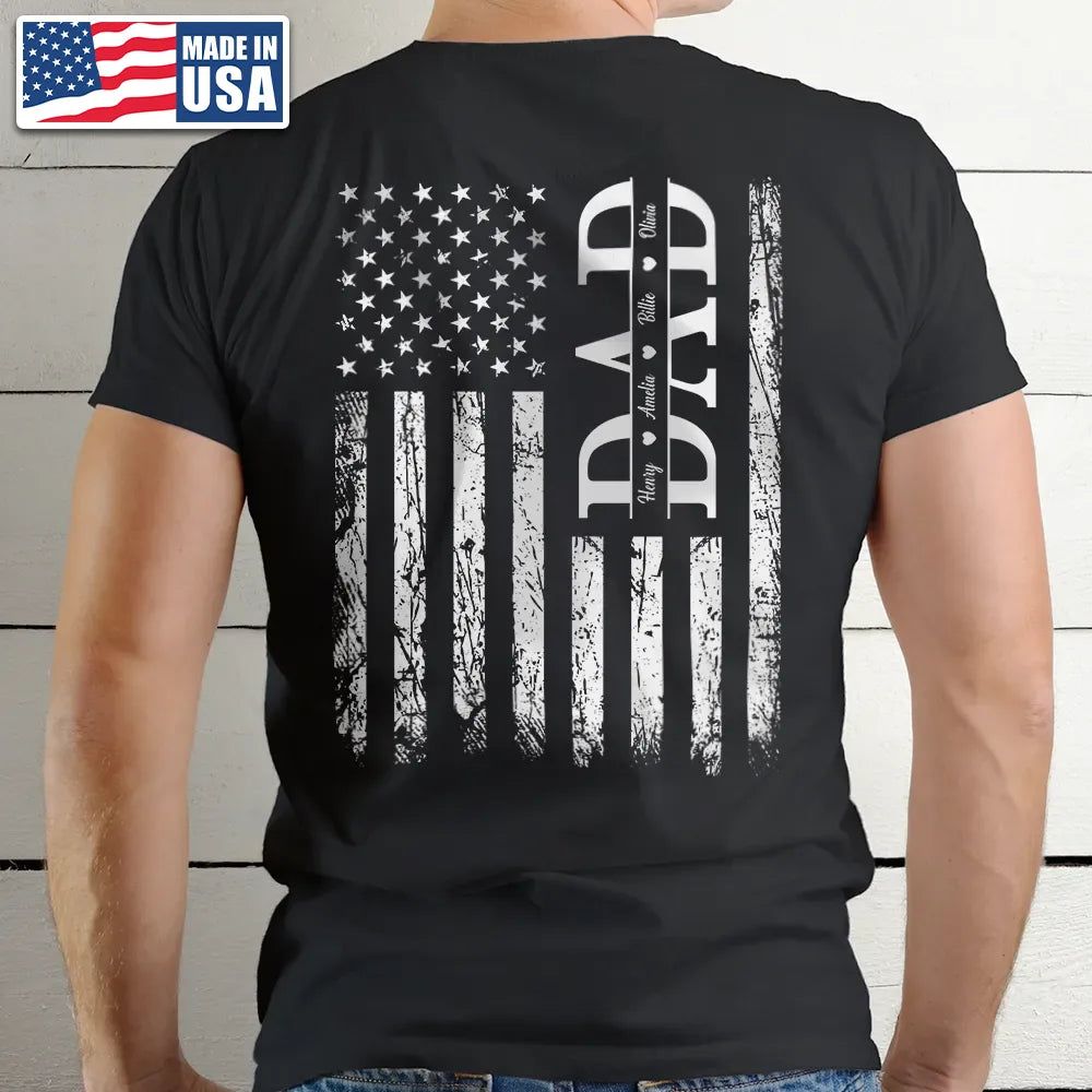 Stars & Stripes Dad Grandpa We Love You - Personalized T Shirt