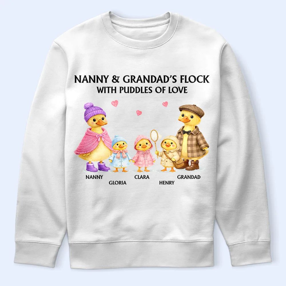 Nanny's Flock With Puddles Of Love - Personalized T Shirt