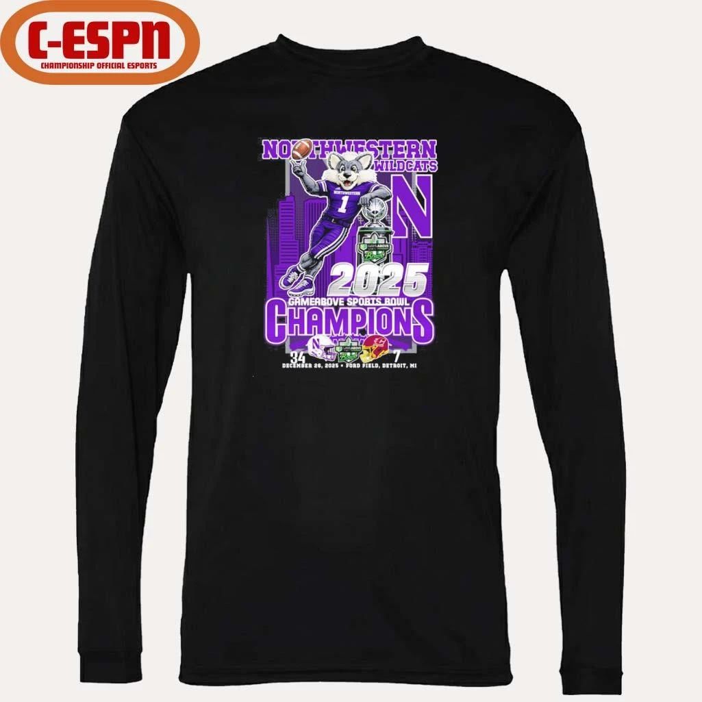 Northwestern Wildcats Mascot 2025 Gameabove Sports Bowl Champions Shirt