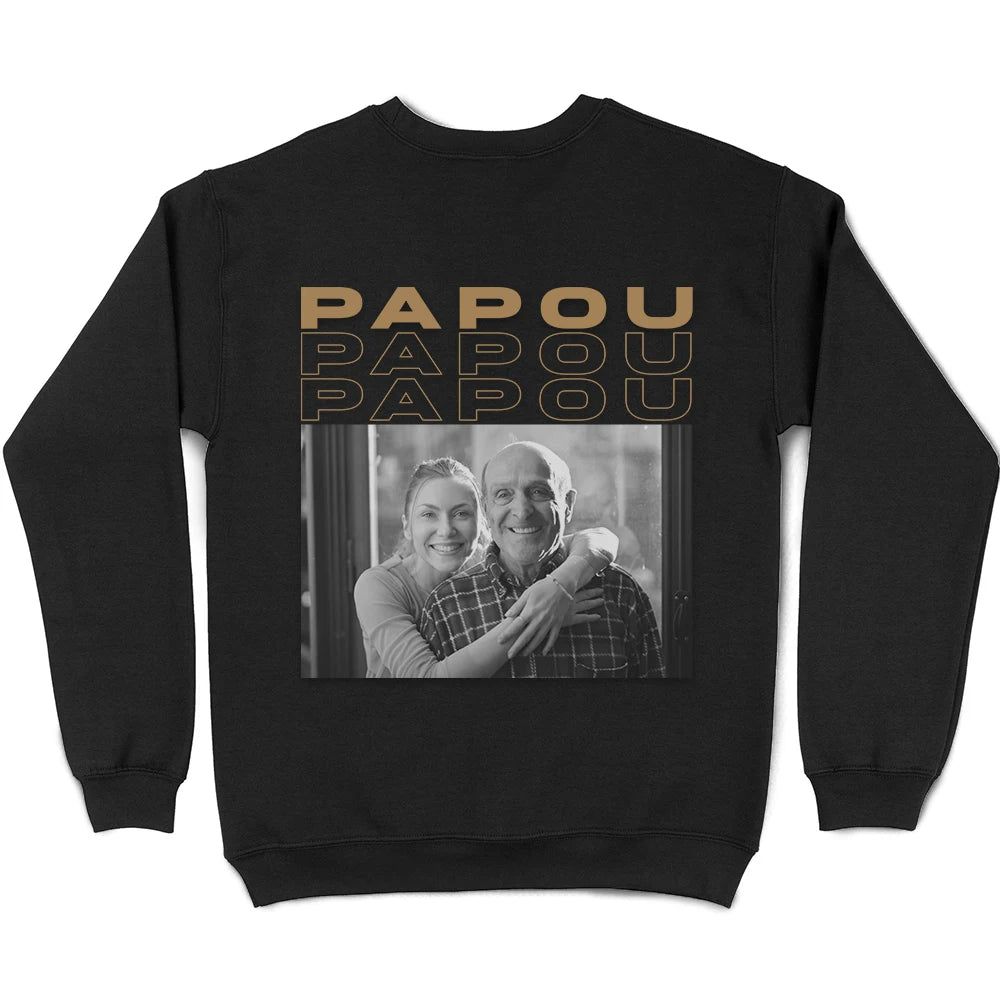 Photo Personnalisable En Noir Et Blanc Pour Papa Grand-Père - T-Shirt Personnalisé