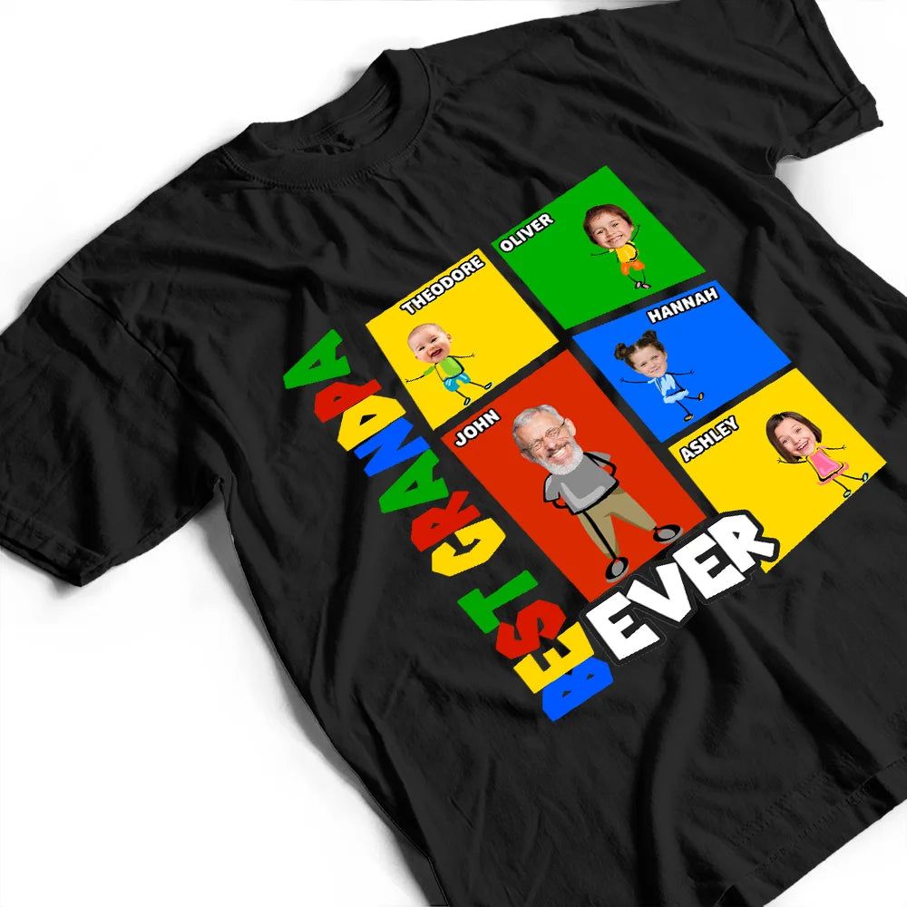 Custom Photo Best Dad Papa Ever Basic Color Arcade Theme - Personalized T Shirt