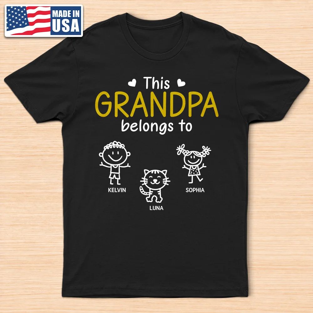 This Grandpa Belongs To Kid Stick Figures - Personalized T Shirt