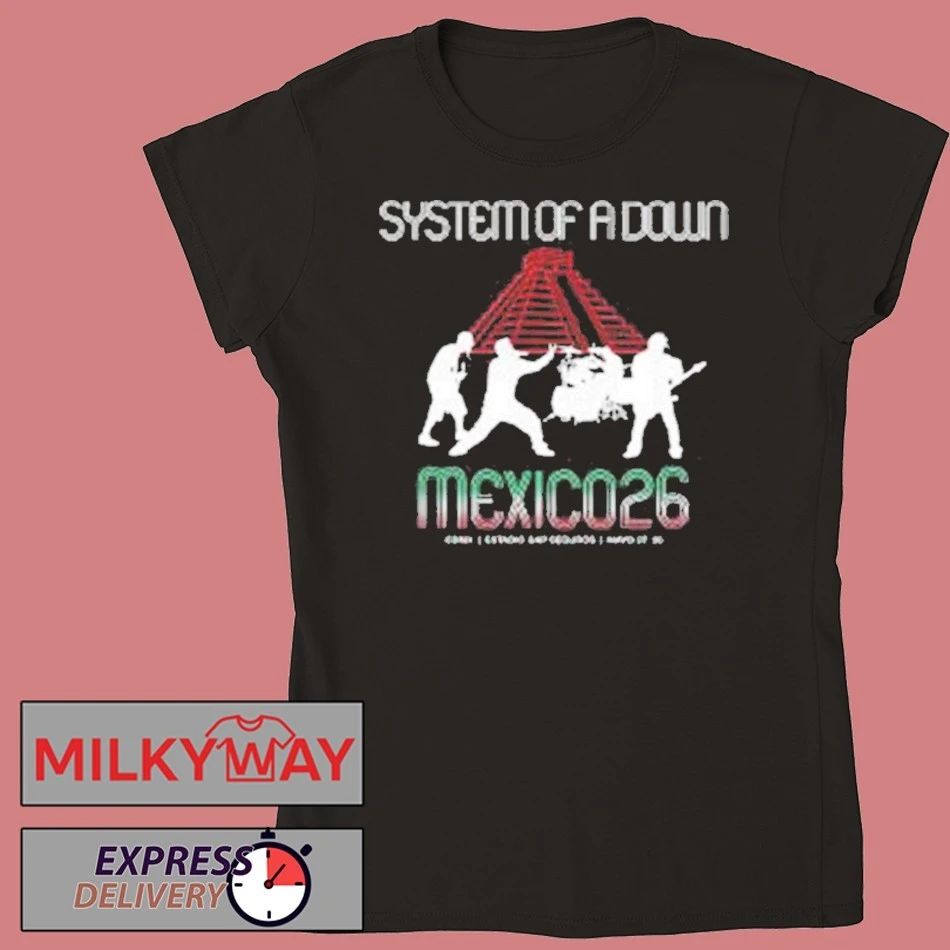 System Of A Down CDMX Mexico 2026 Pop Up Shop Merch Tee At Estadio GNP Seguros On 27 And 28 May 2026 Mesoamerican Pyramid s hỉt