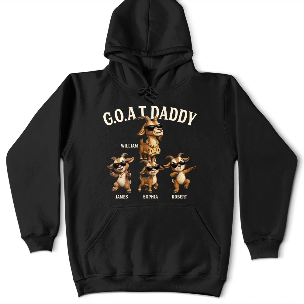 3D Effect Goat Dad And Kids - Personalized T Shirt