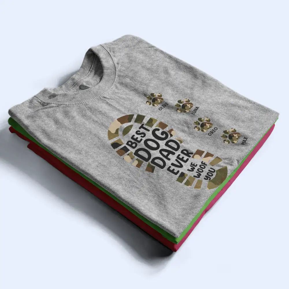 The Best Dog Dad We Woof You Paw Prints - Personalized T Shirt