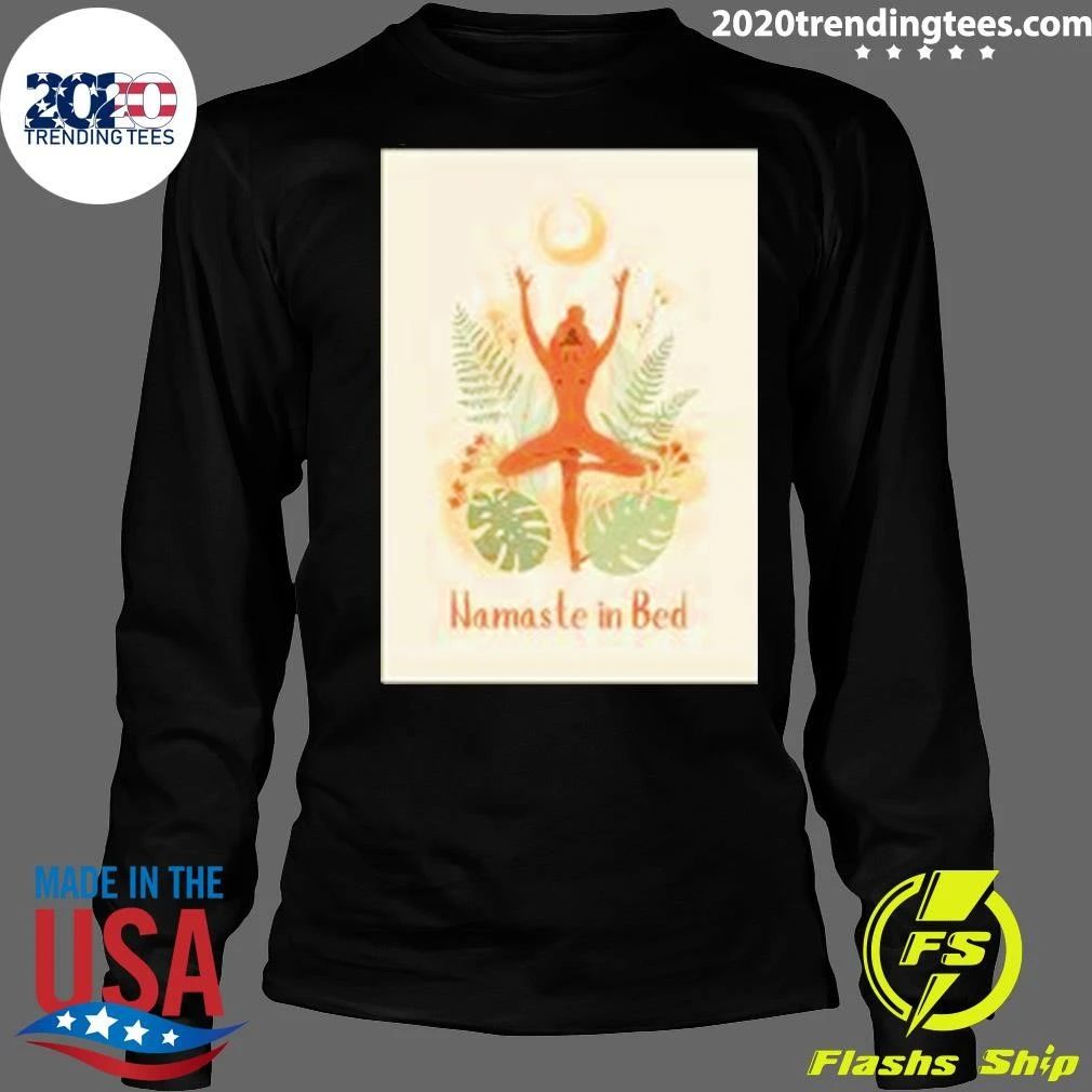 Yoga Botanical Namaste In Bed Funny Retro Shirt