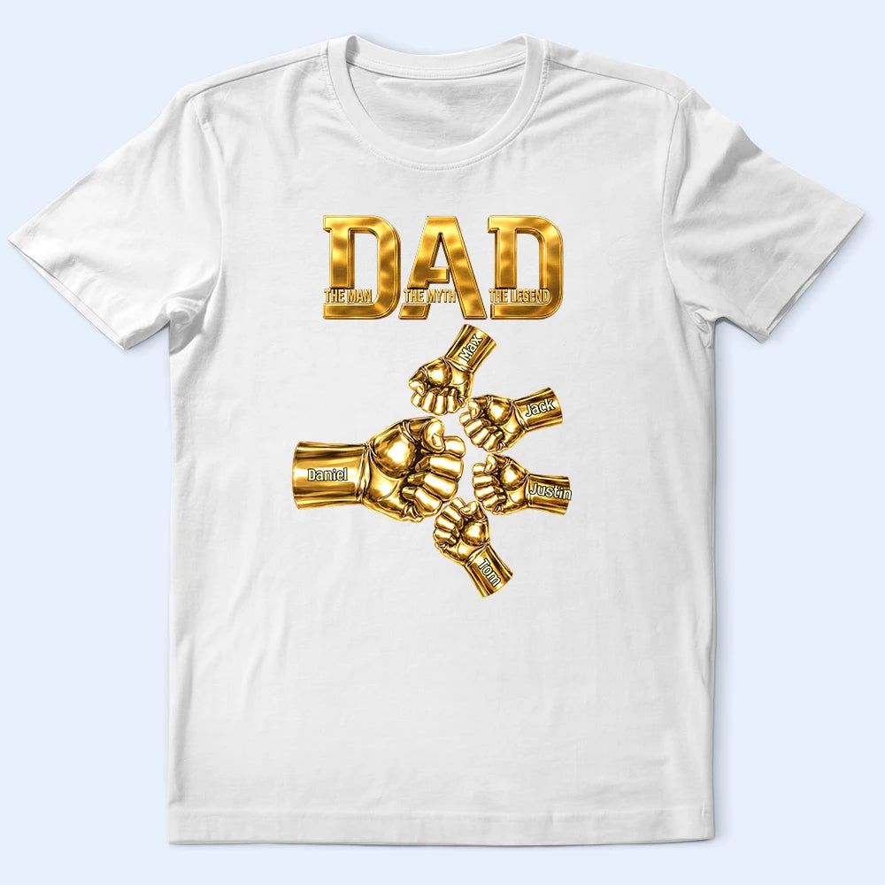 Metal Effect Dad The Man The Myth The Legend Hand Punch - Personalized T Shirt