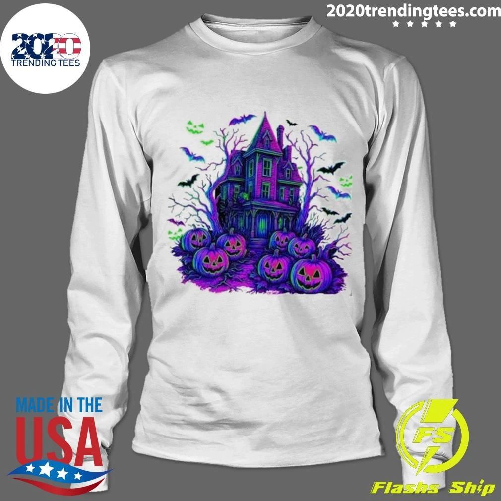Halloween Bats Haunted House Retro Shirt