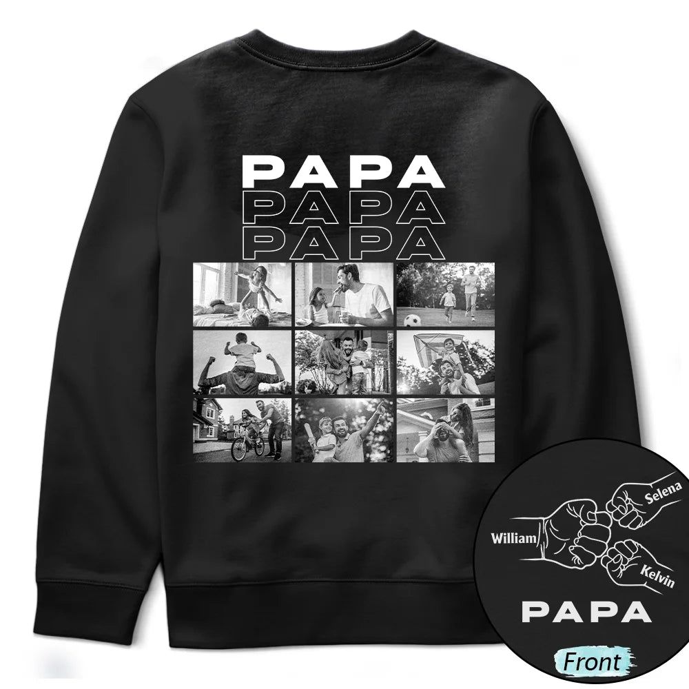 Custom Photo Fist Bumps Dad Grandpa Title - Personalized T Shirt