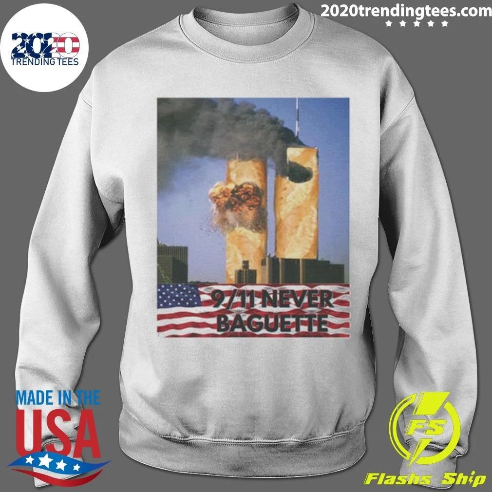 9-11 Dark Humour Twin Tower Never Baguette Tee Shirt