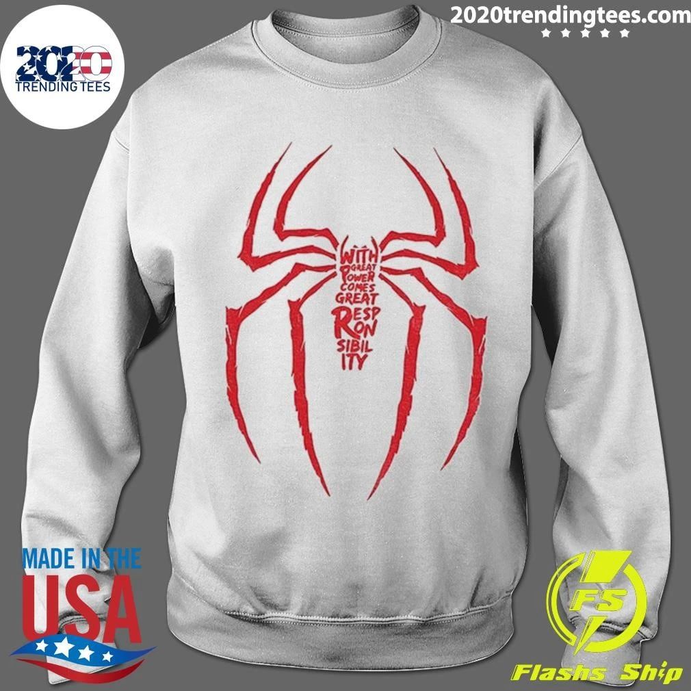 Spiderman Great Responsibility Superhero Quote Shirt