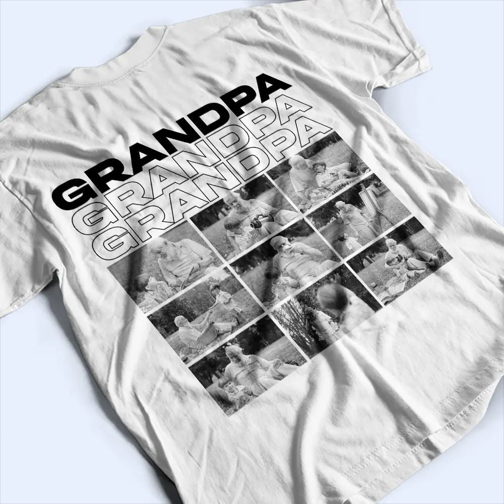 Custom Photo Fist Bumps Dad Grandpa Title - Personalized T Shirt