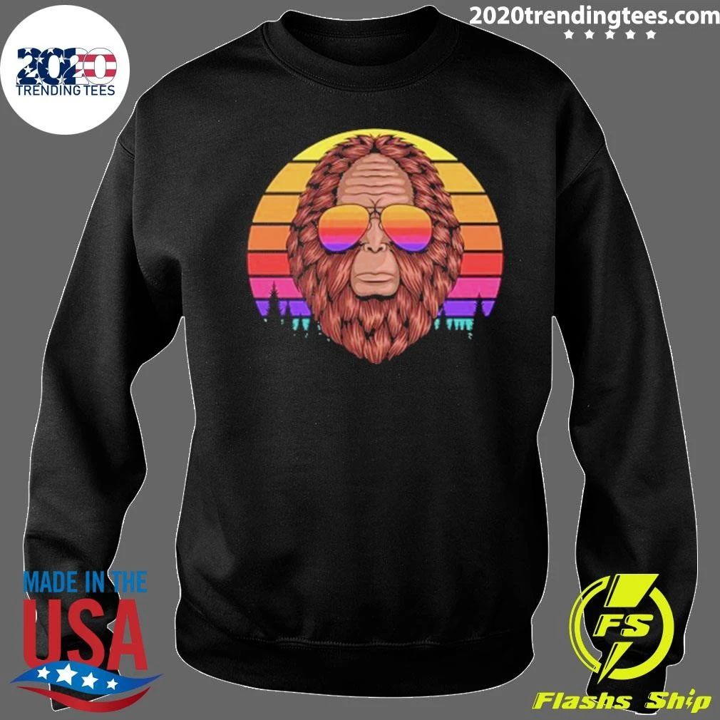 Bigfoot Head Eyeglasses Sunset Retro Shirt